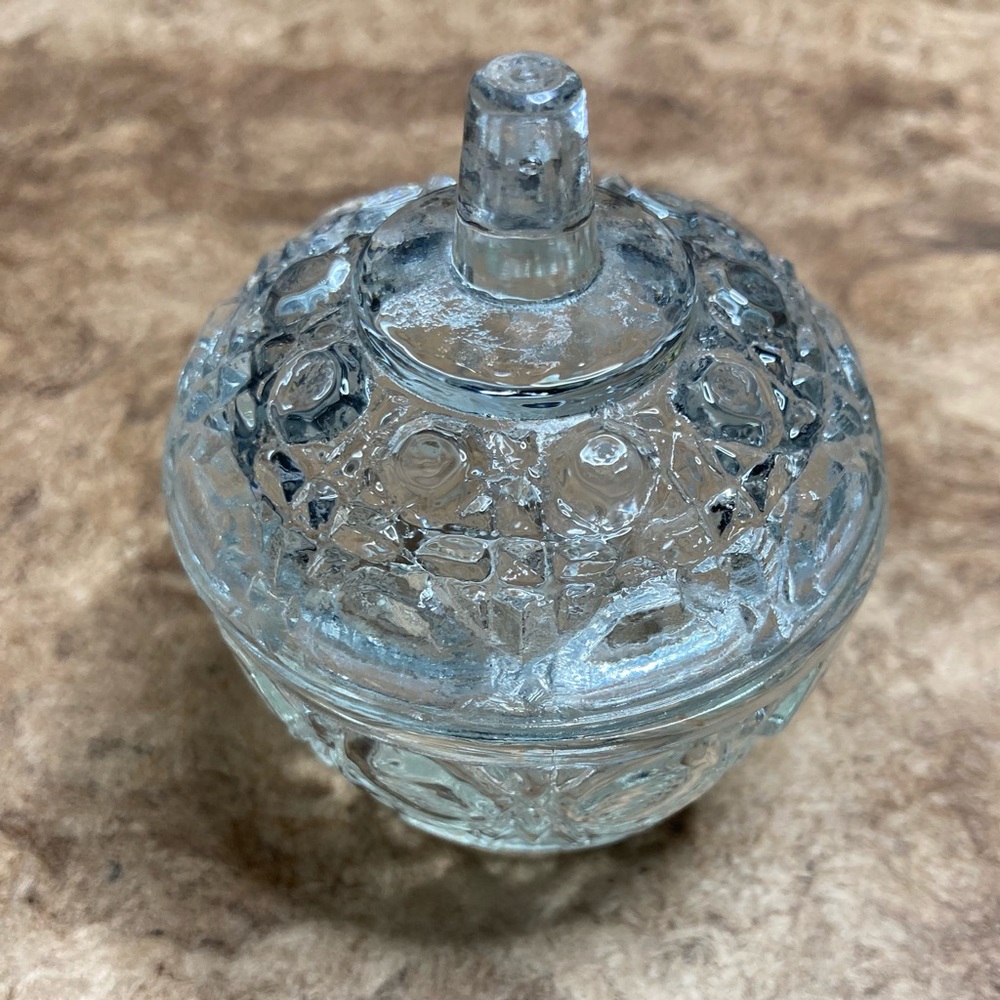Small salt/ pepper vintage pressed glass dish
